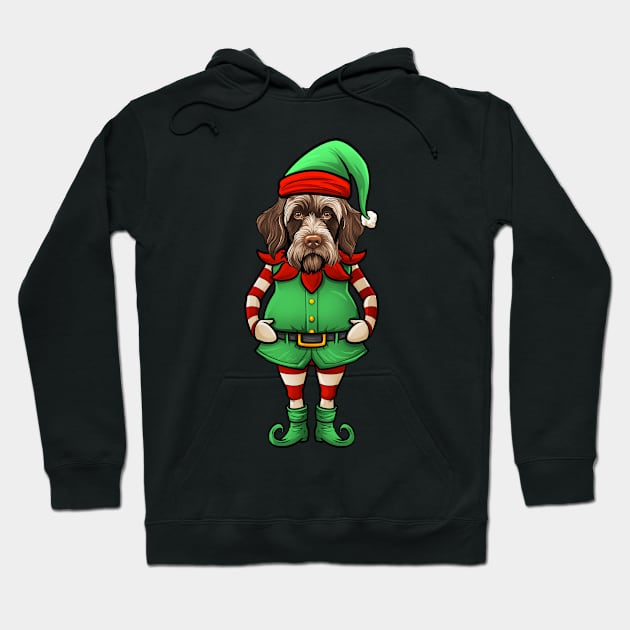 Funny Christmas Elf Wirehaired Pointing Griffon Dog Hoodie by whyitsme